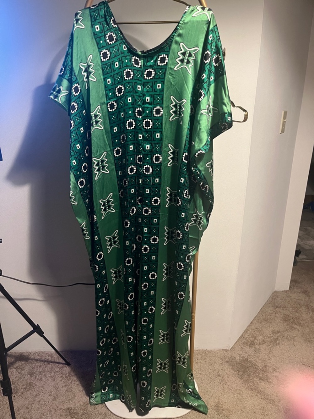 Green Printed Wide-legged jumpsuit.